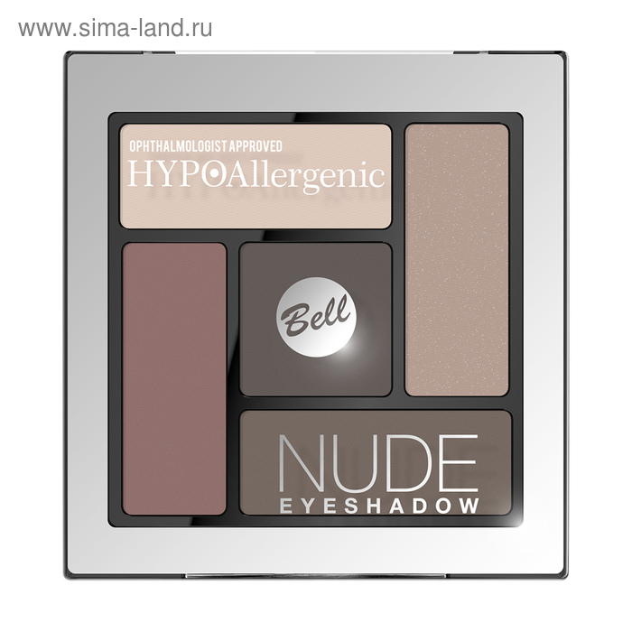 Сатиново-кремовые тени для век Bell Hypoallergenic Nude Eyeshadow, тон 01 - Фото 1