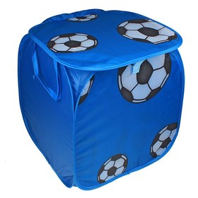 Корзина для игрушек «Футбол» с ручками и крышкой, цвет синий