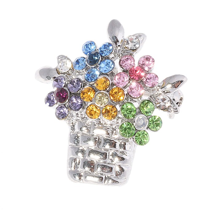 Брошь «Цветочная корзина», цветная - Фото 1