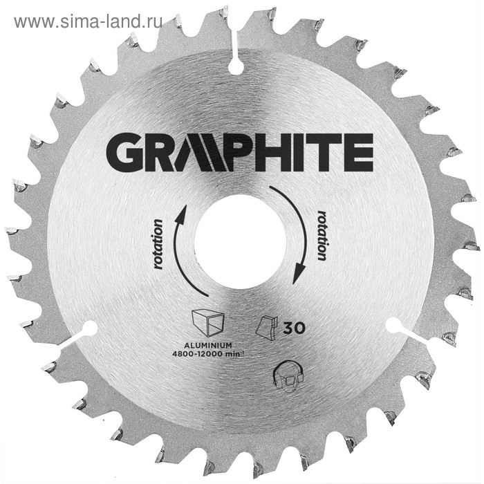 Диск пильный GRAPHITE 57H652, по дереву, 165х30 мм, 30 зубьев, 3 переходника - Фото 1