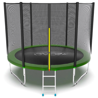 Батут EVO JUMP External 8 ft, d=244 см, с внешней защитной сеткой и лестницей, зелёный