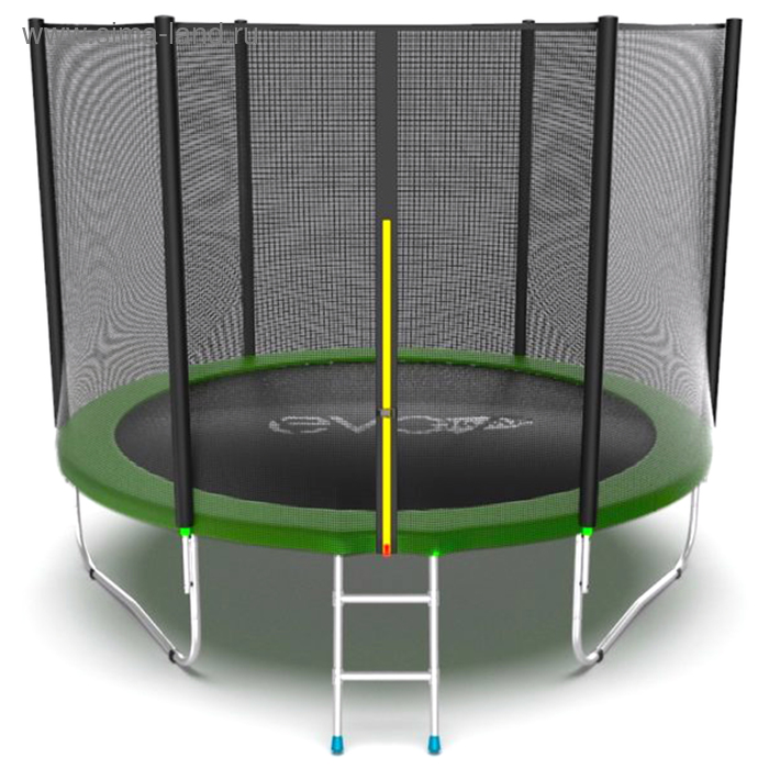 Батут EVO JUMP External 8 ft, d=244 см, с внешней защитной сеткой и лестницей, зелёный - Фото 1