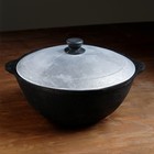 Казан чугунный, 3,5 л, плоское дно, алюминиевая крышка - Фото 4