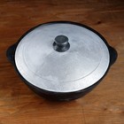 Казан чугунный, 3,5 л, плоское дно, алюминиевая крышка - Фото 5