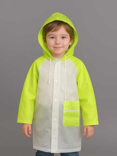 Дождевик детский «Гуляем под дождём», рост 110-122 см, зелёный