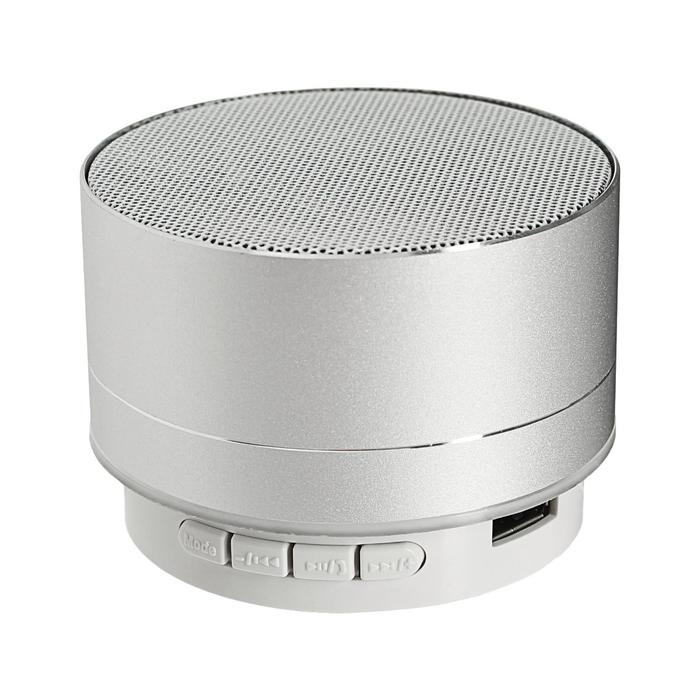Портативная колонка Luazon LAB-05, 3 Вт, 520 мАч, Bluetooth, USB, microSD, microUSB, серебристый