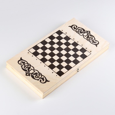 Настольная игра нарды с шашками TAKE IT EASY «Узор», деревянные большие, 40×40 см