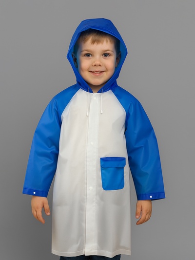 Дождевик детский «Гуляем под дождём», р-р M, голубой