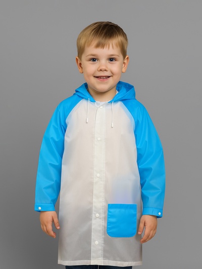 Дождевик детский «Гуляем под дождём», р-р XL, голубой