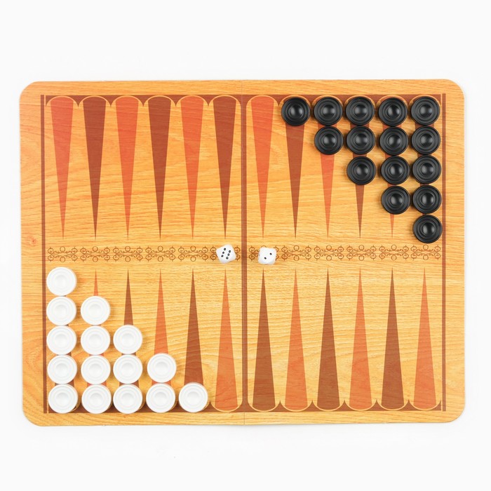 Настольная игра 2 в 1 "Нарды/шашки", большие, фишки - пластик - фото 1887626991