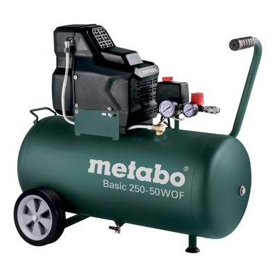 Компрессор Metabo Basic 250-50 W OF, безмасляный, 50 л, 1.5 кВт, 8 бар., 220 л/мин, 2 л.с.