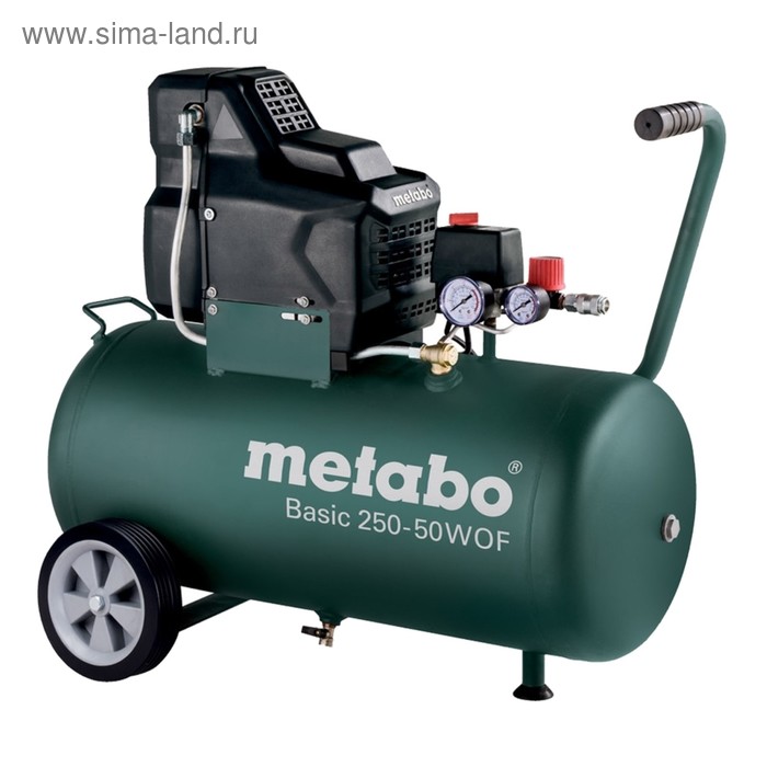 Компрессор Metabo Basic 250-50 W OF, безмасляный, 50 л, 1.5 кВт, 8 бар., 220 л/мин, 2 л.с. - Фото 1