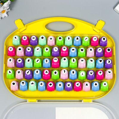 Набор фигурных дыроколов в сундуке d=1 см, 58 шт., МИКС