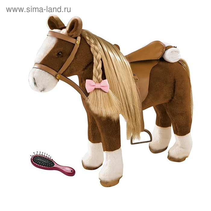 Лошадь для кукол с расческой, коричневая - Фото 1