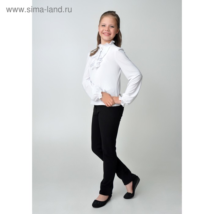 Блузка для девочки+цепочка, рост 134 см, цвет белый  2В7-1 - Фото 1