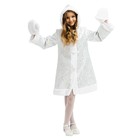 Карнавальный костюм «Снегурочка с капюшоном» серебро, шуба с капюшоном, рост 122 см - Фото 2