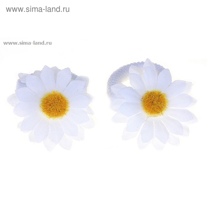 резинка для волос "Ромашка" набор 6 шт махрушка - Фото 1