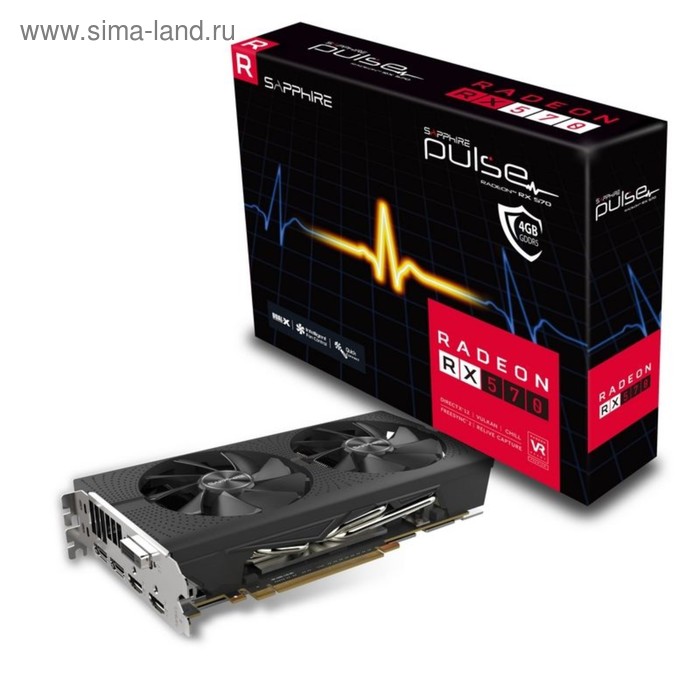 Видеокарта Sapphire AMD Radeon RX 570 PULSE OC (11266-04-20G) 4G,1284/7000,Ret - Фото 1
