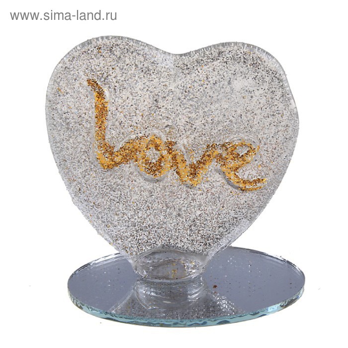 Сувенир стекло "Люблю всем сердцем" на зеркале 6х8х5 см - Фото 1