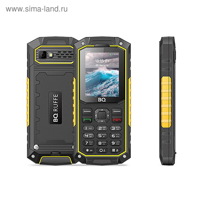 Сотовый телефон BQ M-2205 Ruffe Black Yellow IP68, водонепроницаемый, вибро, черно-желтый - Фото 1