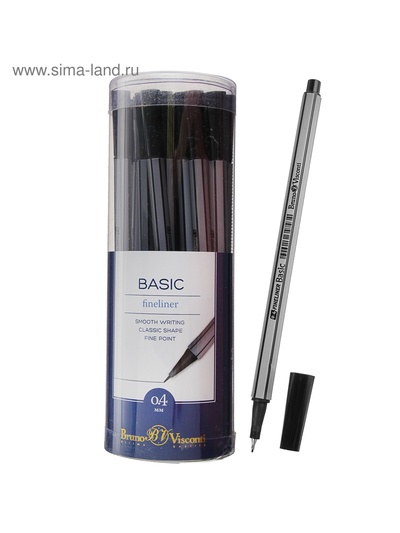 Ручка капиллярная Basic FINELINER, узел 0.4 мм, стержень чёрный