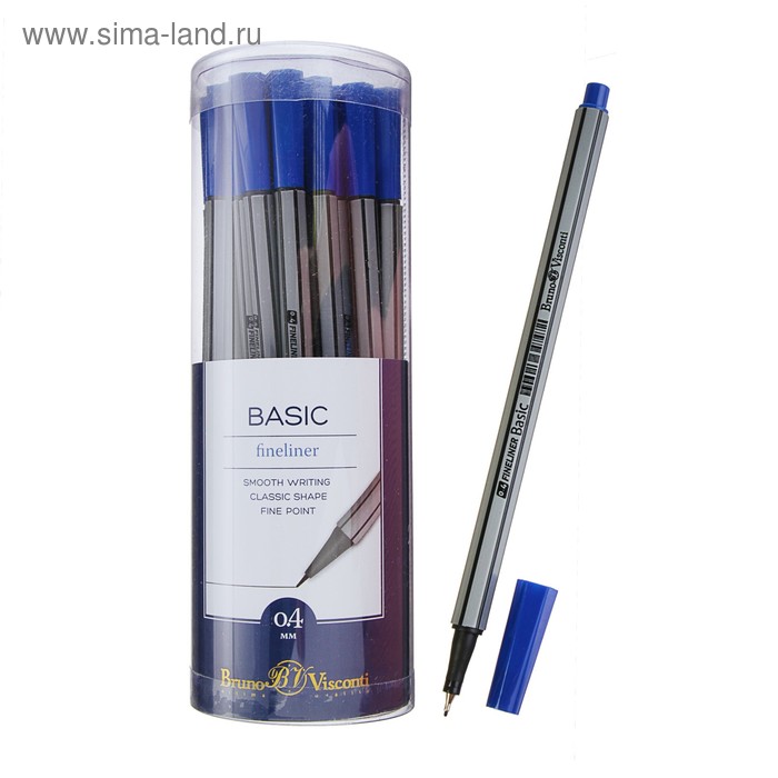 Ручка капиллярная Basic FINELINER, узел 0.4 мм, стержень синий - Фото 1