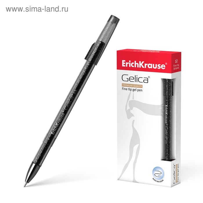 Ручка гелевая ErichKrause Gelica, чернила чёрные, узел 0.5 мм, длина линии письма 500 метров - Фото 1