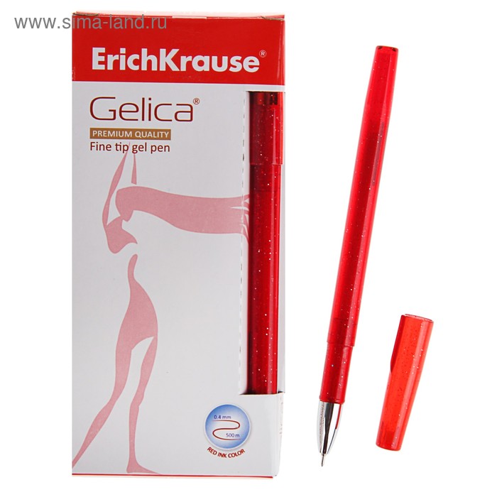 Ручка гелевая Gelica, узел 0.5мм, чернила красные, длина линии письма 500м - Фото 1