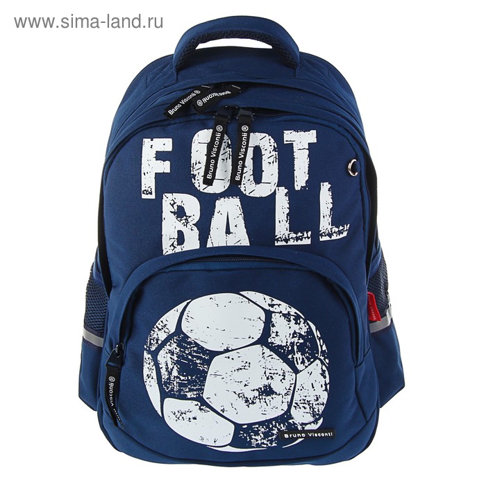 Рюкзак школьный Bruno Visconti, 40 х 30 х 16 см, эргономичная спинка, «Футбол», синий - Фото 1