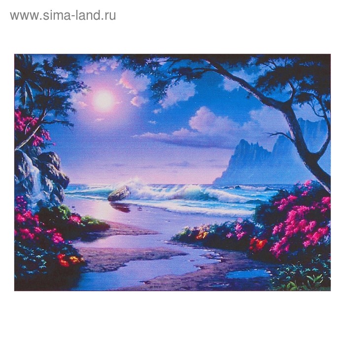 Алмазная мозаика "Ночной прибой" 27*20 см, 22 цвета - Фото 1