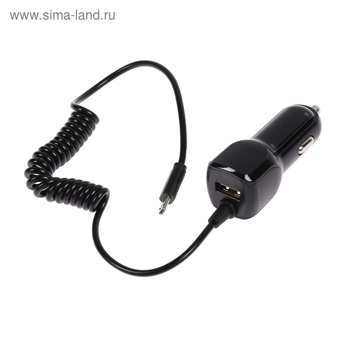 Автомобильное зарядное устройство LuazON LCC-21, micro USB, 1 A, USB 1 А, чёрное - Фото 1