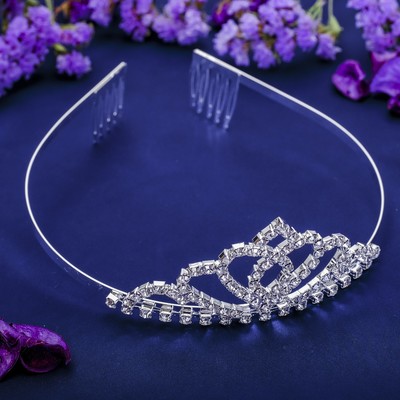 Диадема для волос «Россыпь», изящество, 4 см, серебро