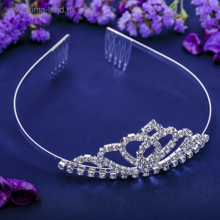 Диадема для волос «Россыпь», изящество, 4 см, серебро - Фото 1