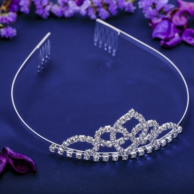 Диадема для волос «Россыпь», лепесток, h=4 см, серебро