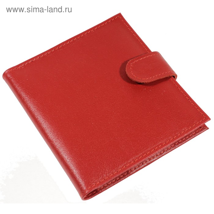 Визитница на кнопке, наружный карман, орфей, цвет алый - Фото 1