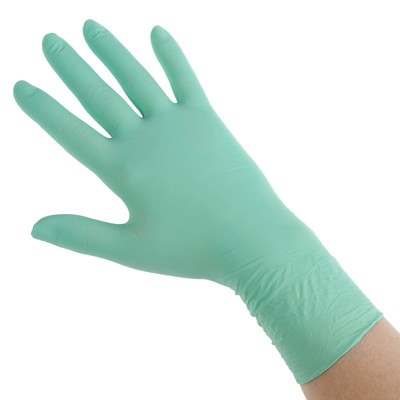 Перчатки Benovy Q, нитриловые, текстурированные, размер S, зеленые, 50 пар