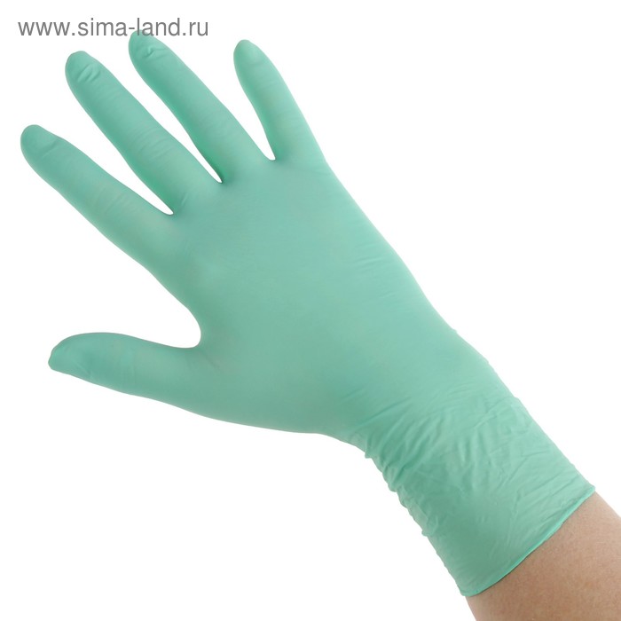 Перчатки Benovy Q, нитриловые, текстурированные, размер S, зеленые, 50 пар - Фото 1
