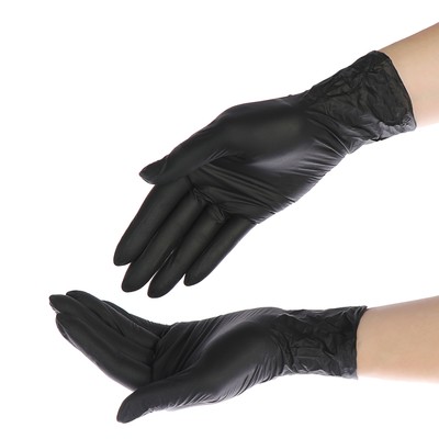 Медицинские перчатки нитриловые текстур Benovy S, чёрные, 3,5 г, 50 пар/100 шт