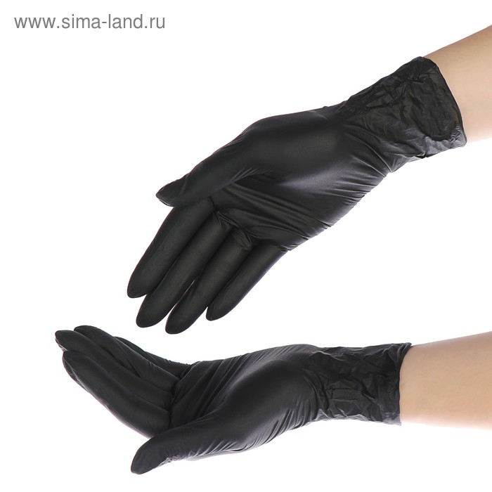 Медицинские перчатки нитриловые текстур Benovy S, чёрные, 3,5 г, 50 пар/100 шт - Фото 1