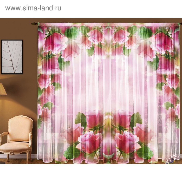 Тюль «Розовая арка», размер 290х270 см, шифон - Фото 1