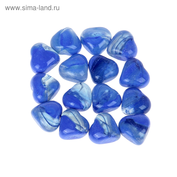 декор стекло сердце (набор 15 шт) 250 гр - Фото 1