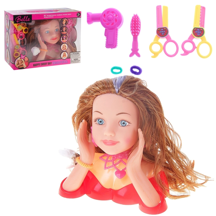 Кукла манекен для создания причесок "Модница-Шатенка" с аксессуарами, звуковые эффекты, работает от батареек - Фото 1