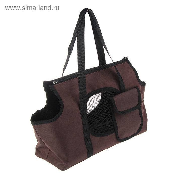 Сумка-переноска на плечо, 37 х 13 х 20 см, ткань ПВХ, коричневый - Фото 1