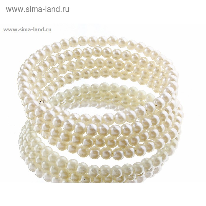 Браслет-пружинка 4 ряда «Жемчуг», цвет белый - Фото 1