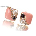 Серьги с жемчугом «Ромб», цвет голубой, розовый - Фото 1