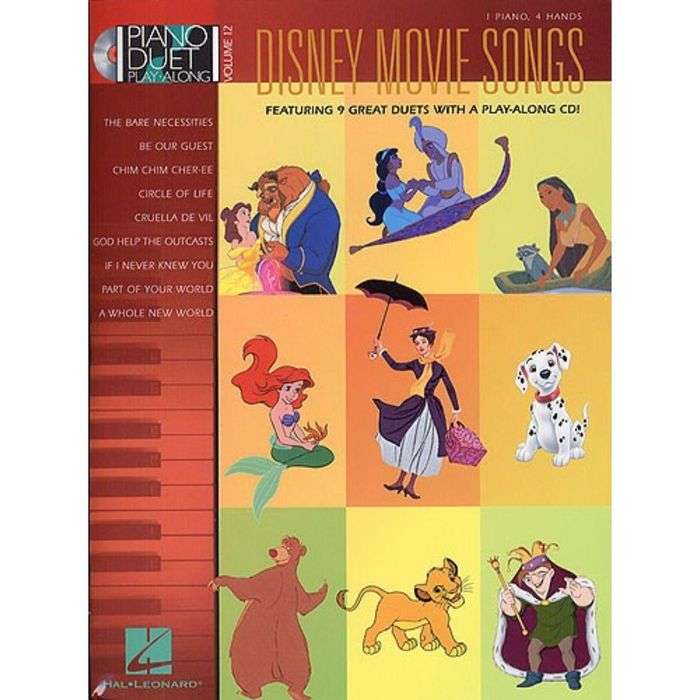 PIANO DUET PLAY-ALONG VOLUME 12 DISNEY MOVIE SONGS PF DUET BOOK/CD