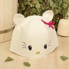 Банная шапка с детской вышивкой "Китти", белая, фетр - Фото 1