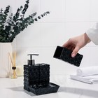 Набор аксессуаров для ванной комнаты «Ромбы», 4 предмета (дозатор 230 мл, мыльница, 2 стакана), цвет чёрный - Фото 3