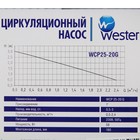 Насос циркуляционный Wester WCP 25-20G, 58 Вт, напор 3 м, 33 л/мин - Фото 5