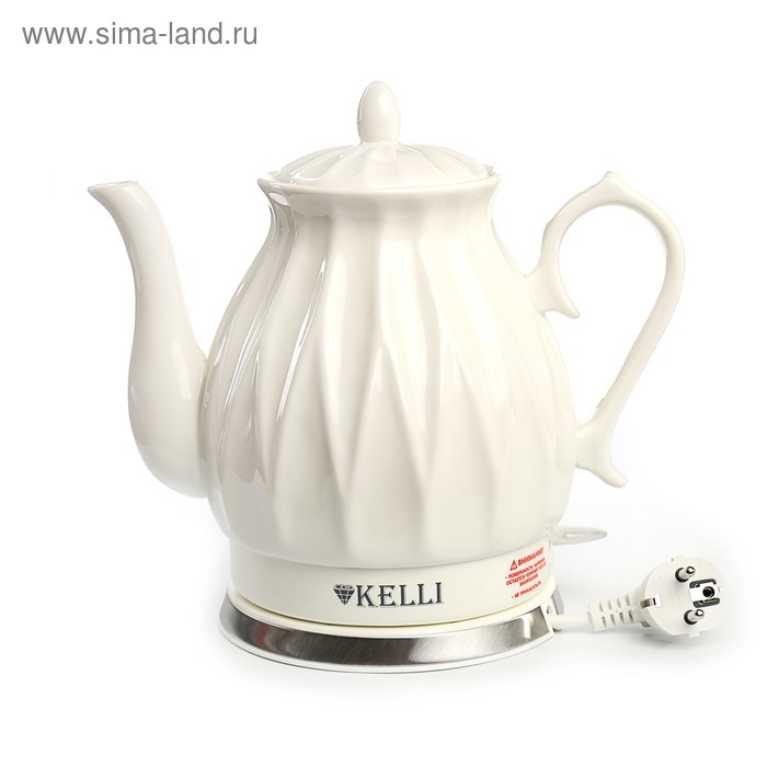 Чайник электрический KELLI KL-1341, 2 л, 2200 Вт, белый - Фото 1